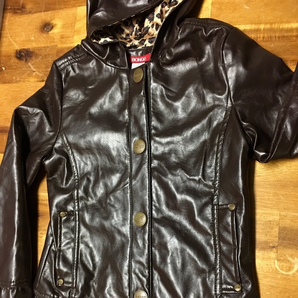 Bongo Pleather Brown Jacket Girls 7/8 - Picture 3 of 5